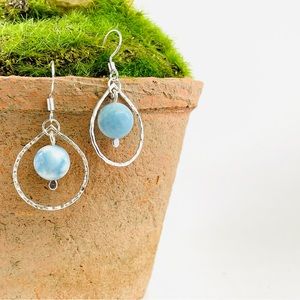Sterling Silver Larimar Teardrop Earrings